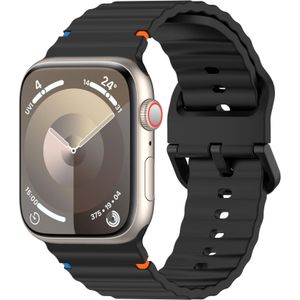 Apple watch Wave sportband - Zwart - Geschikt voor Apple Watch 38mm / 40mm / 41mm / 42mm - Apple watch bandje