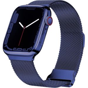 Milanese band - Donkerblauw - Extra sterke magneet - Geschikt voor Apple Watch 42mm / 44mm / 45mm / 49mm