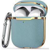 Apple AirPods 1/2 hoesje - Hardcase - Plated series - Licht blauw + Goud