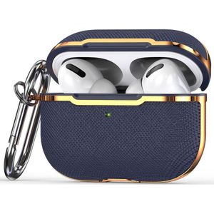 Apple AirPods Pro / AirPods Pro 2 hoesje - Hardcase - Plated series - Donkerblauw + goud