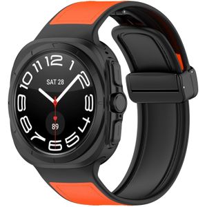 Samsung Hybrid leer + siliconen band - Oranje - Samsung Galaxy Watch Ultra 47mm - Samsung bandje