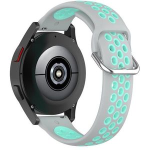 Samsung Siliconen sportbandje met gesp - Grijs + turquoise - Samsung Galaxy Watch 5 (Pro) - 40mm / 44mm / 45mm