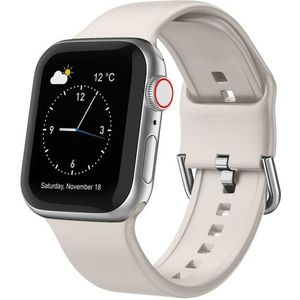 Apple watch Soft siliconen bandje met gespsluiting - Sterrenlicht / starlight - Geschikt voor Apple Watch 38mm / 40mm / 41mm