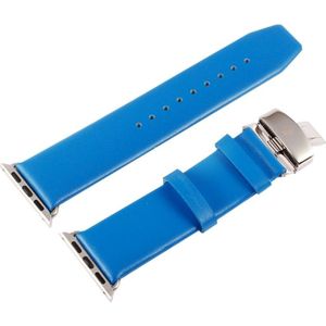 Kakapi leren bandje met vlindersluiting - Blauw - Geschikt voor Apple watch bandje 38mm / 40mm / 41mm