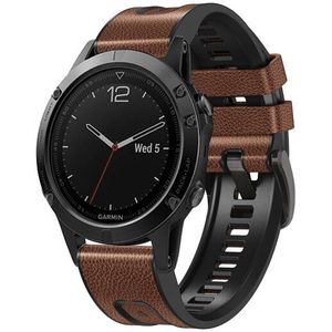 Garmin leer + siliconen bandje - Bruin - Garmin Epix Pro Gen 2 (51mm) / Quatix 7X / 6X & Tactix 7 (pro)