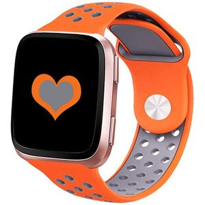 Fitbit Versa 1 / 2 & Lite sportbandje - Maat: Small - Oranje + Grijs