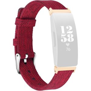 Fitbit Inspire 1 / HR / Ace 2 Canvas nylon bandje - Maat: Large - Rood