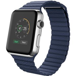 Apple watch PU Leather Loop bandje - Blauw - Geschikt voor Apple Watch 38mm / 40mm / 41mm - Apple watch bandjes