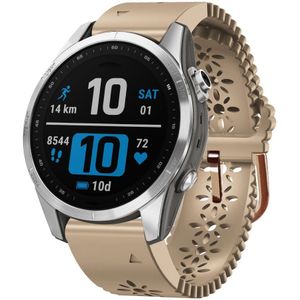 Garmin Flower siliconen bandje - Beige - Garmin Fenix 7s/6s/5s / Instinct 2s / Epix Pro Gen 2 (42mm)  - Garmin bandje