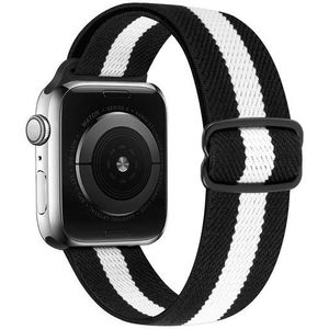 Apple watch Solo Loop Nylon bandje - Zwart / Wit - Geschikt voor Apple Watch 38mm / 40mm / 41mm - Apple watch bandjes