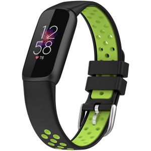 Fitbit Luxe - Siliconen sportbandje - Maat: Large - Zwart + neon groen