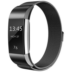 Fitbit Charge 2 milanese bandje - Maat: Large - Zwart