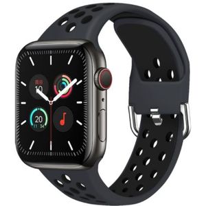 Apple watch Siliconen sportband met gesp - Zwart - Geschikt voor Apple Watch 42mm / 44mm / 45mm / 49mm - Apple watch bandjes