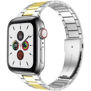 Apple watch Stalen schakelband - Zilver met goud - Geschikt voor Apple watch 42mm / 44mm / 45mm / 49mm