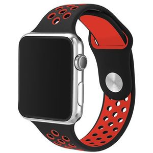Sportbandje - Maat: S/M - Zwart + Rood - Geschikt voor Apple Watch 38mm / 40mm / 41mm