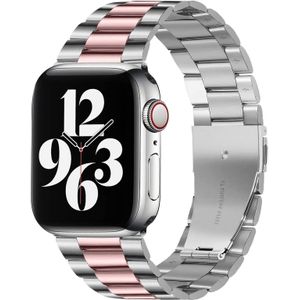Stalen schakelband - Zilver met rosé pink - Geschikt voor Apple watch 42mm / 44mm / 45mm / 49mm