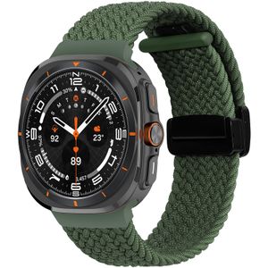 Samsung Braided band met D-buckle sluiting - Groen - Samsung Galaxy Watch Ultra 47mm - Samsung bandje