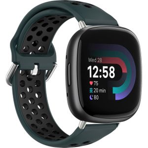 Fitbit Versa 3 & 4 / Sense 1 & 2 - Sport editie - Large - Donkergroen + zwart