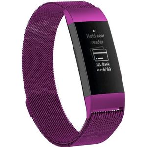 Fitbit Charge 3 & 4 milanese bandje - Maat: Large - Paars