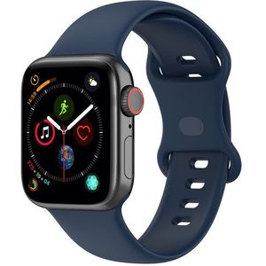 Siliconen sportbandje - Navy Blauw - Maat: S/M - Geschikt voor Apple Watch 38mm / 40mm / 41mm