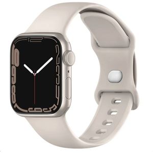 Apple watch Siliconen sportbandje - Sterrenlicht / starlight - Maat: M/L - Geschikt voor Apple Watch 38mm / 40mm / 41mm / 42mm - Apple watch bandje