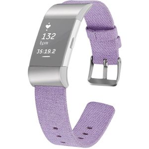 Fitbit Charge 2 Canvas nylon bandje - Maat: Large - Lila