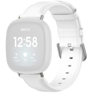 Fitbit Versa 3/4 & Sense 1/2 leren bandje - Wit