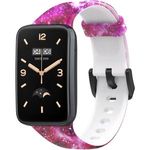 Siliconen bandje met print - Sterrenhemel paars - Xiaomi Smart band 7 Pro