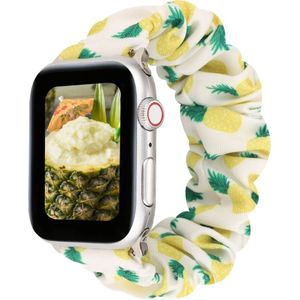 Elastisch scrunchie nylon bandje - Ananasprint - Geschikt voor Apple Watch 42mm / 44mm / 45mm / 49mm
