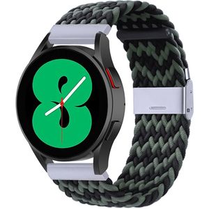 Samsung Braided nylon bandje - Groen / zwart - Samsung Galaxy Watch 4 - 40mm / 44mm