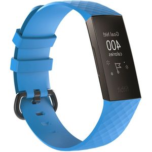 Fitbit Charge 3 & 4 siliconen diamant pattern bandje - Maat: Large - licht blauw