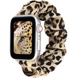 Elastisch scrunchie nylon bandje - Panterprint - Geschikt voor Apple Watch 42mm / 44mm / 45mm / 49mm