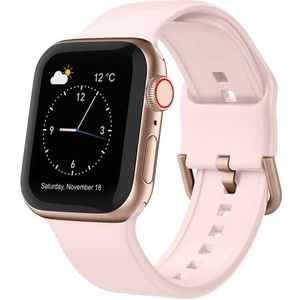 Soft siliconen bandje met gespsluiting - Lichtroze - Geschikt voor Apple Watch 38mm / 40mm / 41mm