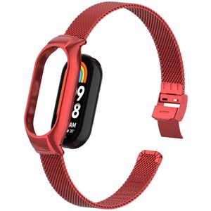 Milanese bandje met case - Rood - Xiaomi Smart band 8