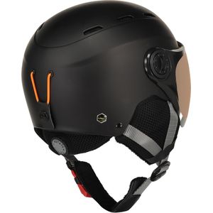 Typhoon Visor Skihelm - Vizierhelm - Mat Zwart - Cat.2 Oranje Spiegellens - Maat 54 - Xs