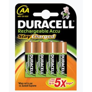 Duracell Rechargeable AA 2500mAh batterijen, verpakking van 4