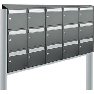 Allux - Flow Set 5-Breed 3-Hoog - Brievenbus - Antraciet - Dak Op Statief