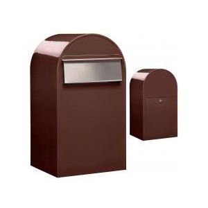 BOBI Brievenbus Grande B - Achteruitname - RAL 8017 - Bruin en RVS Klep