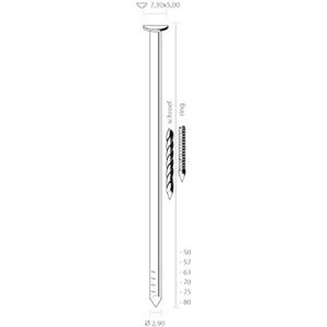 Union Nagel Type Dk 2.9x55mm Ring Verz - 2500 stuks