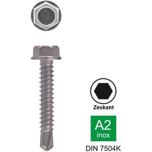 Zelfborende plaatschroef met zeskant kop RVS 4.2x32mm - 200 stuks