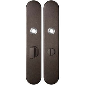 Langschild afgerond enkelverend 218x40x8,5 mm WC55/8 grote knop Dark blend