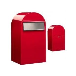 BOBI Brievenbus Grande B - Achteruitname - RAL 3001 - Rood en RVS Klep
