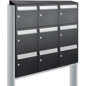 Allux - Flow Set 3-Breed 3-Hoog - Brievenbus - Zwart - 9 Stuks