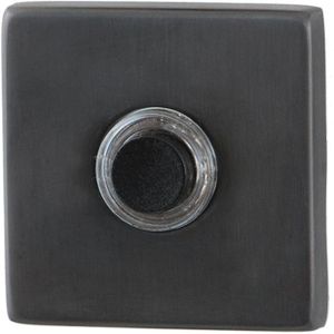 Beldrukker vierkant 50x50x8mm met zwarte button - PVD antraciet