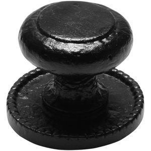 Voordeurknop 82mm op rozet 98mm smeedijzer zwart