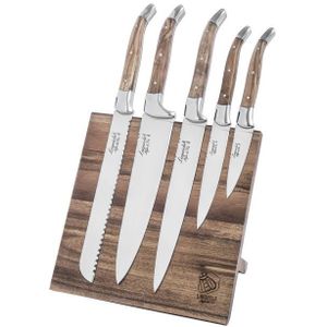 Laguiole Style de Vie - Koksmessenset - Olijfhout - Magnetisch Acaciahout