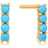 Ania Haie 14kt Gold EAU001-13YG Turquoise Cabochon Bar Stud Oorbellen Goud