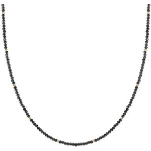 Sparkling Jewels Beaded Necklace 2mm Onyx Goldplated NLK04G-G07 42cm+2cm