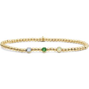 Sparkling Jewels 3 Coloured Beads Green Gold Armband SB-G-3MM-CB03