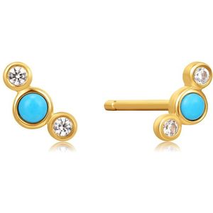 Ania Haie 14kt Gold EAU001-11YG Turquoise Cabochon White Sapphire Stud Oorbellen Goud